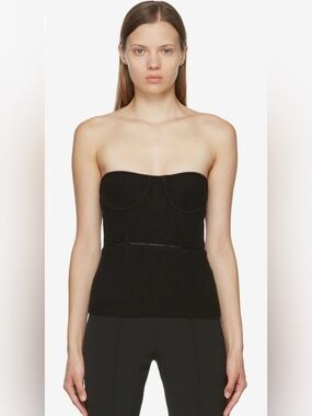 Helmut Lang Black Knit Bustier Tank Top